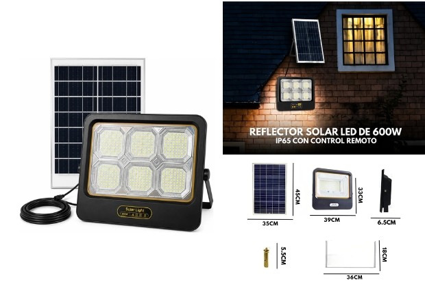 &ua REFLECTOR LED CON PANEL SOLAR 600W SQ-XG-600W
